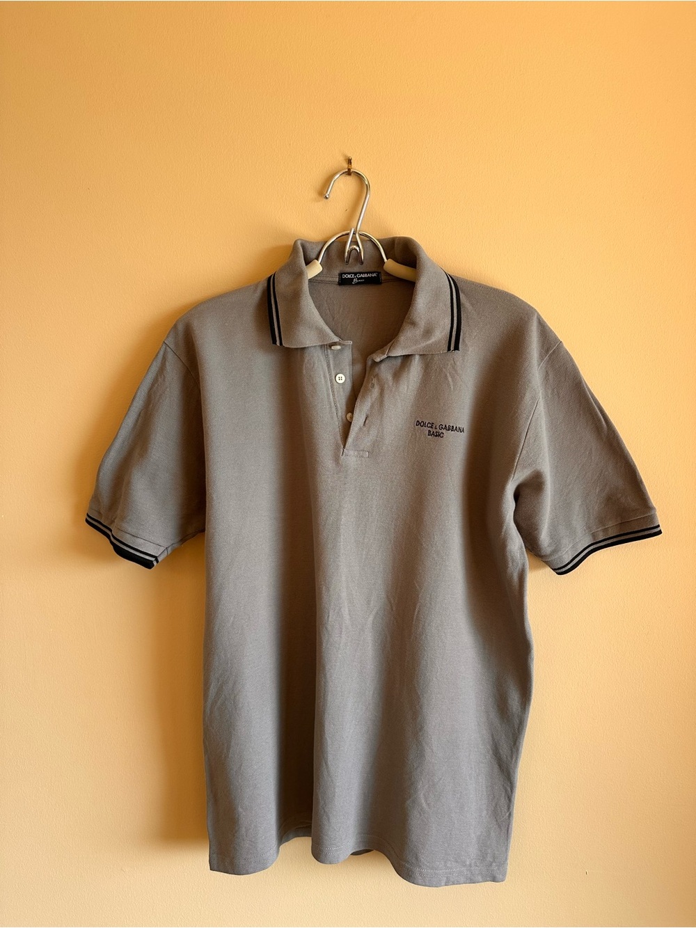 Dolce & Gabbana Gray-Taupe Polo with Black Trim